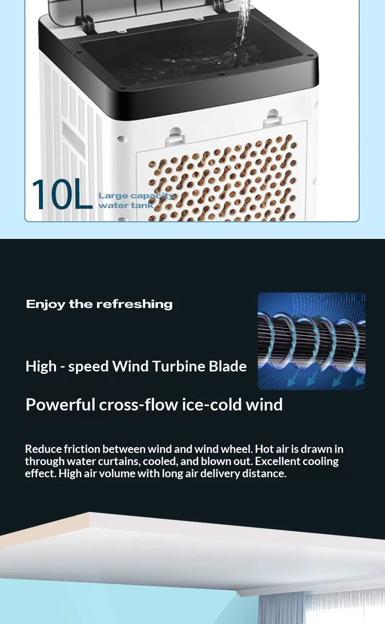 Remote Control Air Cooler Portable Water Cooling Fan Mini Mobile Air Conditioner Household Refrigeration Fan EU US UK Plug