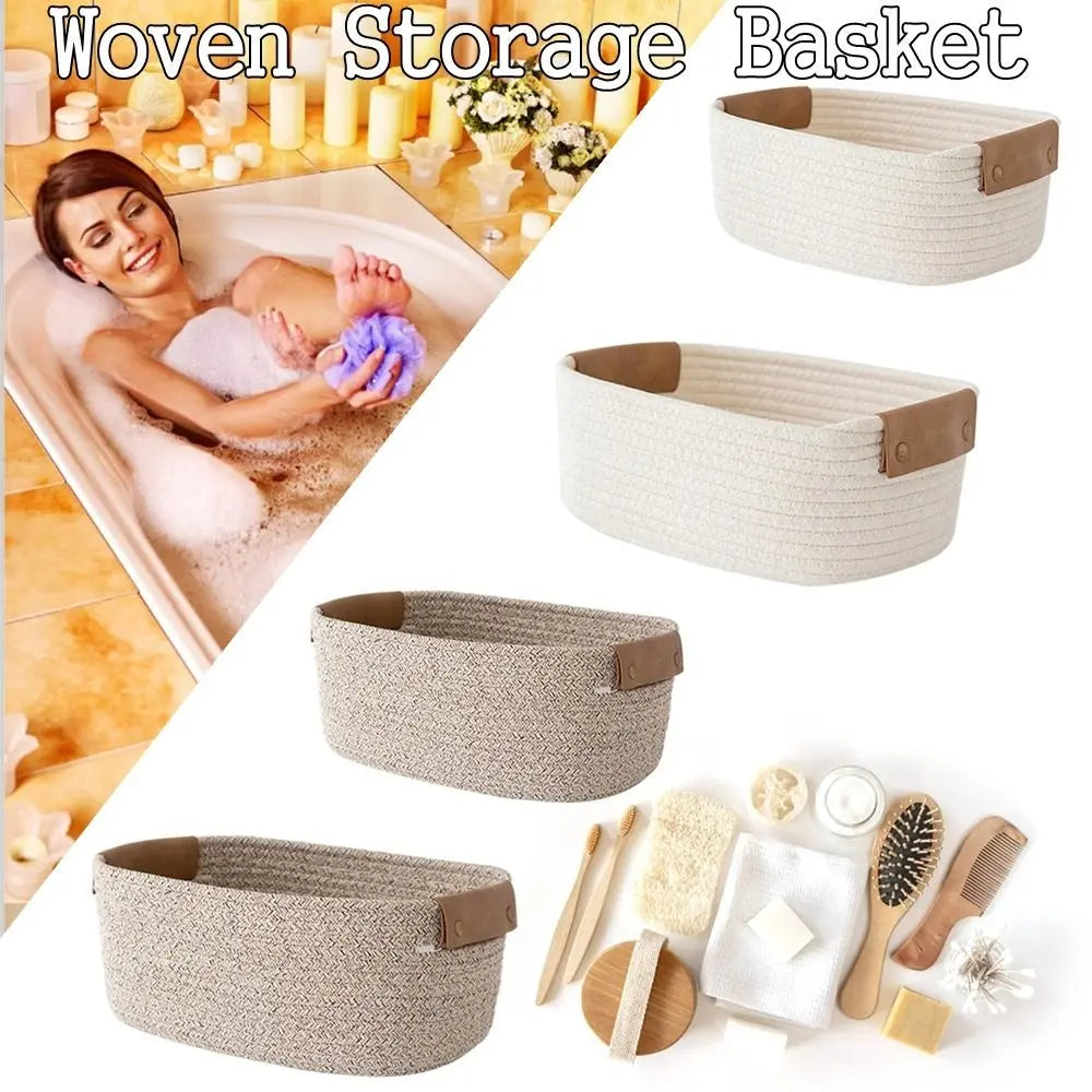 Woven Storage Basket Cotton Rope Storage Baskets Key Basket Desk Organizer Home Storage Box Foldable Organizer Box Home Decor