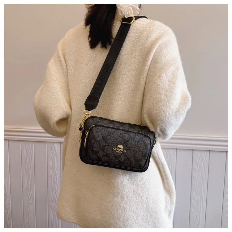 2026 New Retro Luxury Women Shoulder Bag Crossbody Bag Original Circular Pattern Logo Durable Fabric Adjustable Strap Daily Work