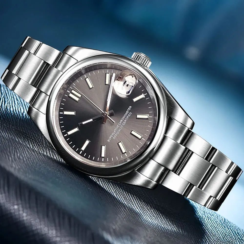 Tandorio New Round Sapphire Glass 200m Waterproof Black Sunbrust Dial Japan NH35A Automatic Mechanical Movement Men's Watch