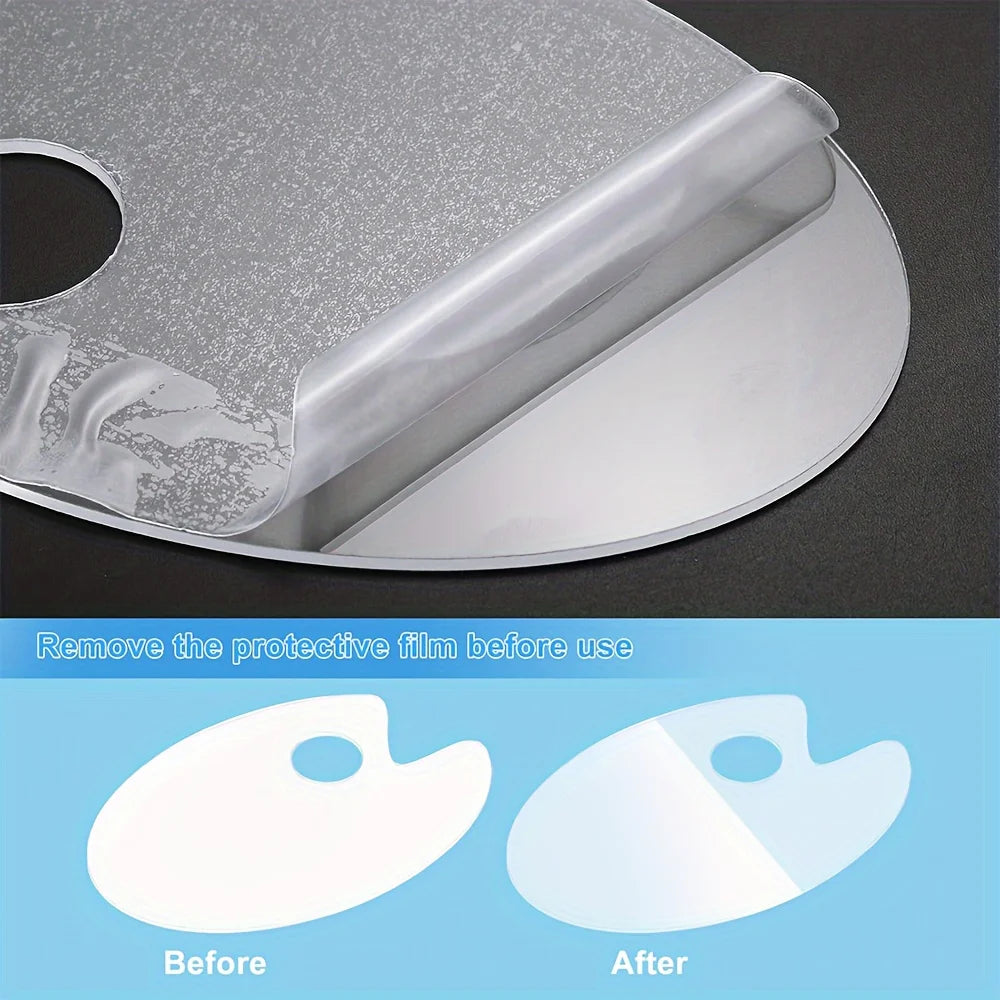 6pcs Small Acrylic Palette Set, Transparent Paint Mixing Tray with Holes, Nail Art & Makeup Palette, Foundation Blending
