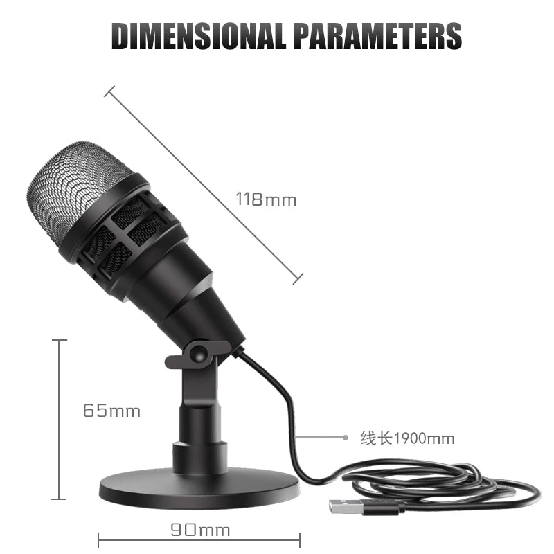 USB Condenser Microphone With RGB, Microphone For Podcasting, Laptop, Recording Streaming Games