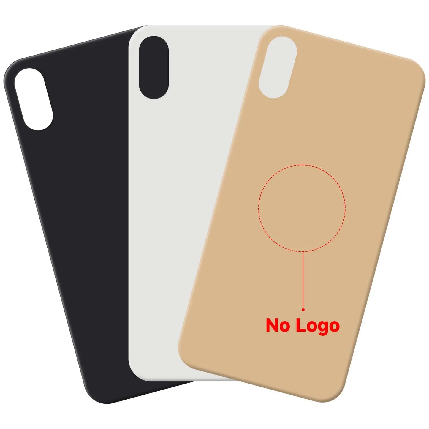 For iPhone X/XS/XS Max Battery Back Cover Glass Panel Rear Door Housing Case Replacement Part No Logo