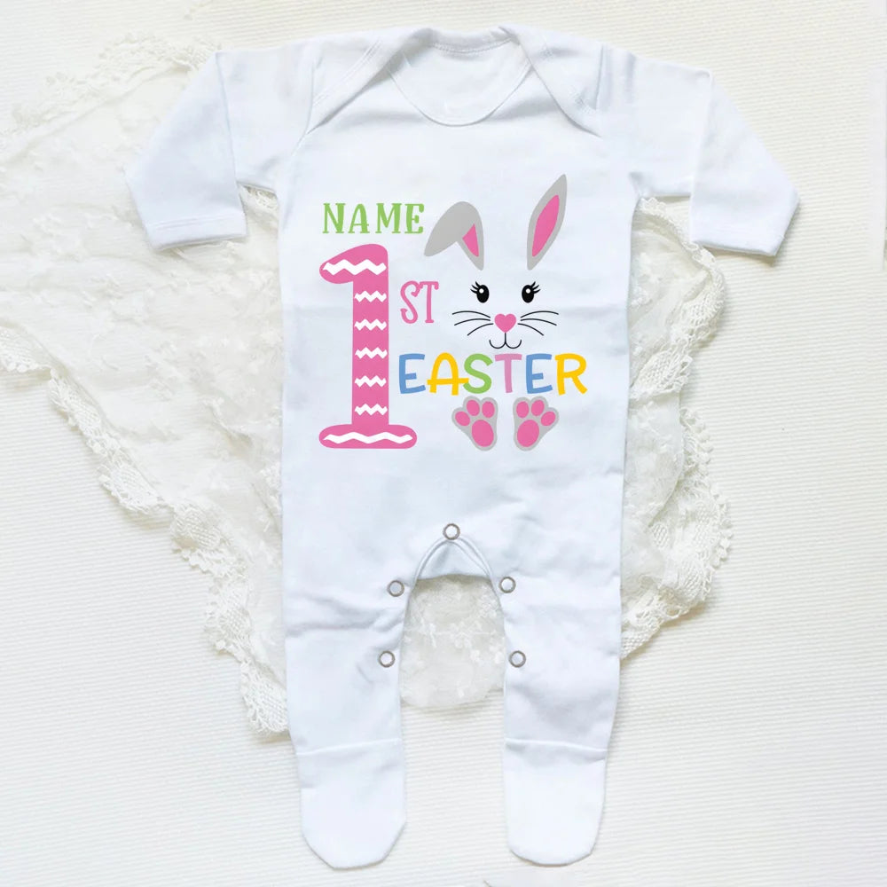 Personalised First Easter Sleepsuit 1st Easter Babygrow New Baby Gift Newborn Boys Girls Easter Rabbit Romper Clothing