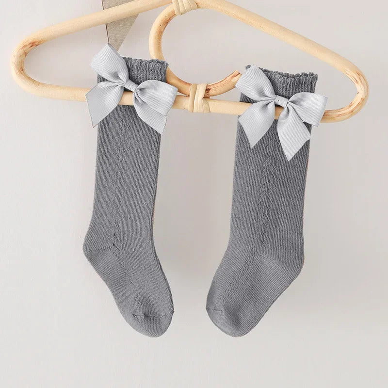 Sweet Baby Girl Knee-High Socks Toddlers Bow Stockings Newborn Infant Non-Slip Sock