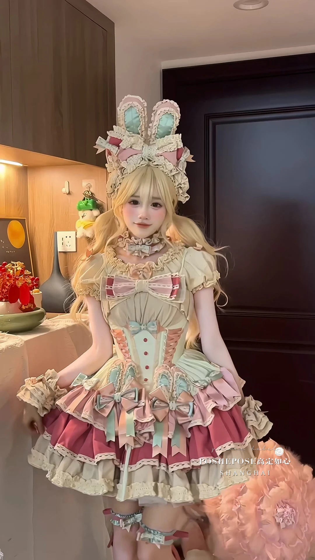 Sweet Cute Girls Lolita Clothing Accessories Set Princess Ribbon Lace Bow Headband Choker Necklace Bracelet and Leg Ring