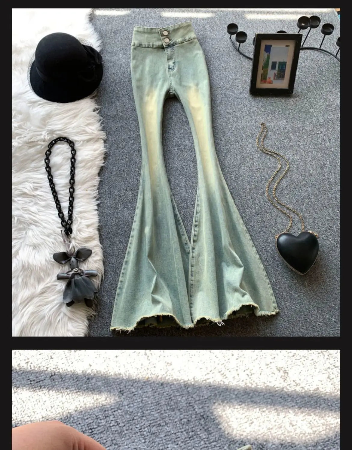 Jeans Women Autumn Chic Daily Flare Trousers Gradient Color High Street Full Length Fashion All-match Temperament Simple Shinny