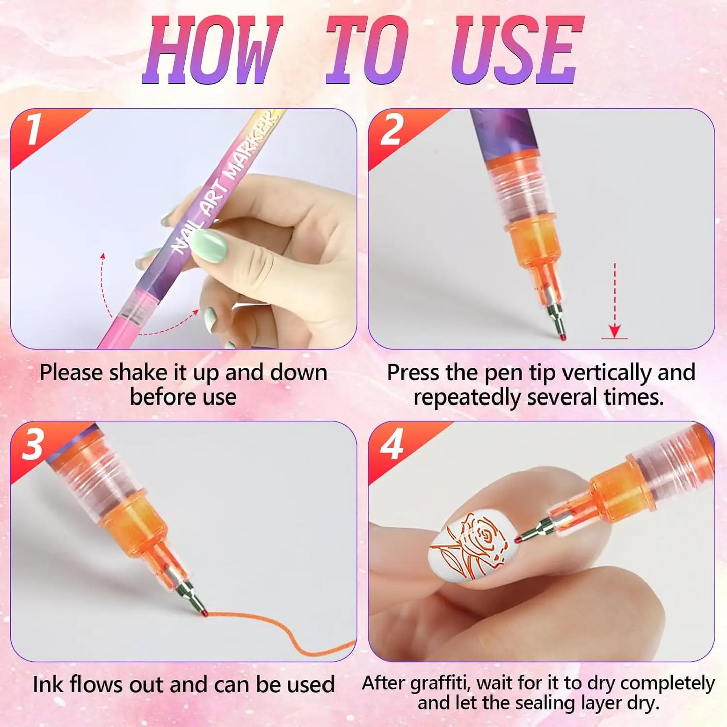 Multi-Color DIY Nail Art Pens Line Drawing and Detailing Tools for Nail Art Ideal for Manicure Nail Designs and DIY Nail Art Kit