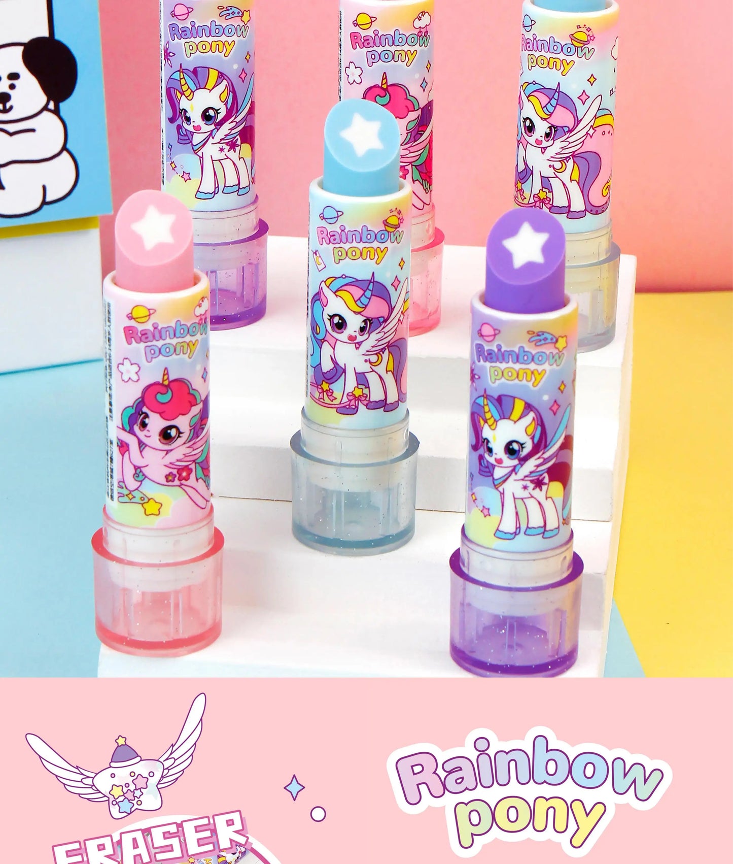 Pony-style lipstick, eraser, fun cosmetics, styling, school office painting, exam pencil, eraser, student and teacher gifts