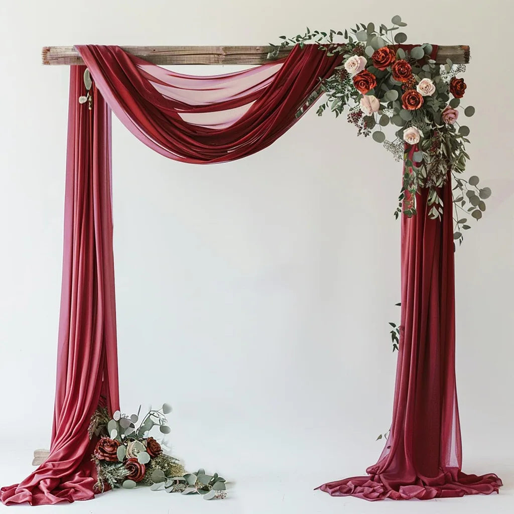 Beautiful Chiffon Drapes Arched Door Chiffon Curtains Wedding Decor Fabric Outdoor Decoration Hanging Curtains Wedding Lawn
