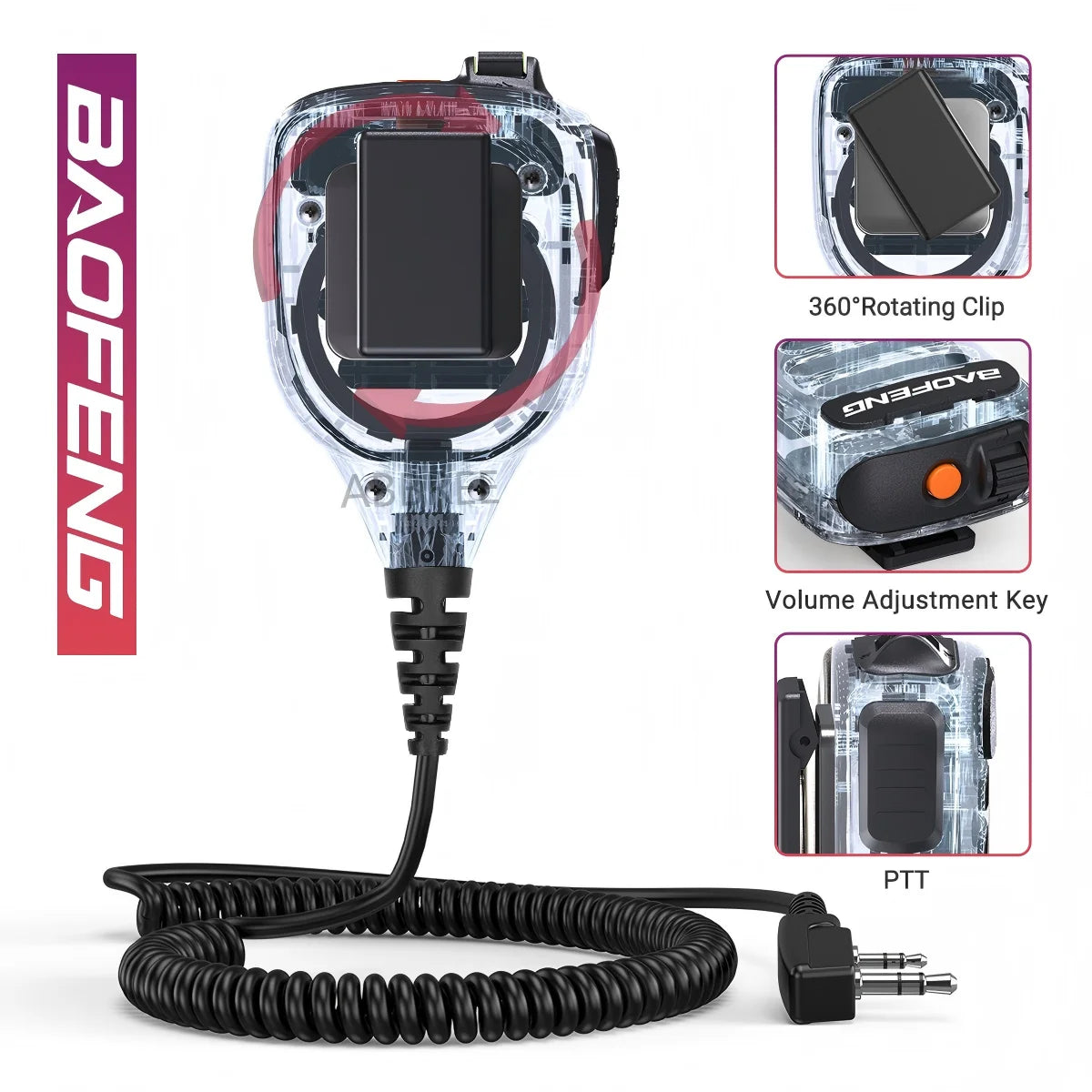 Baofeng BF-850 IP54 Waterproof Walkie Talkie Speaker Mic Volume Adjustable High Clear Sound For UV-5R BF-888S AR-152 PRO Radio