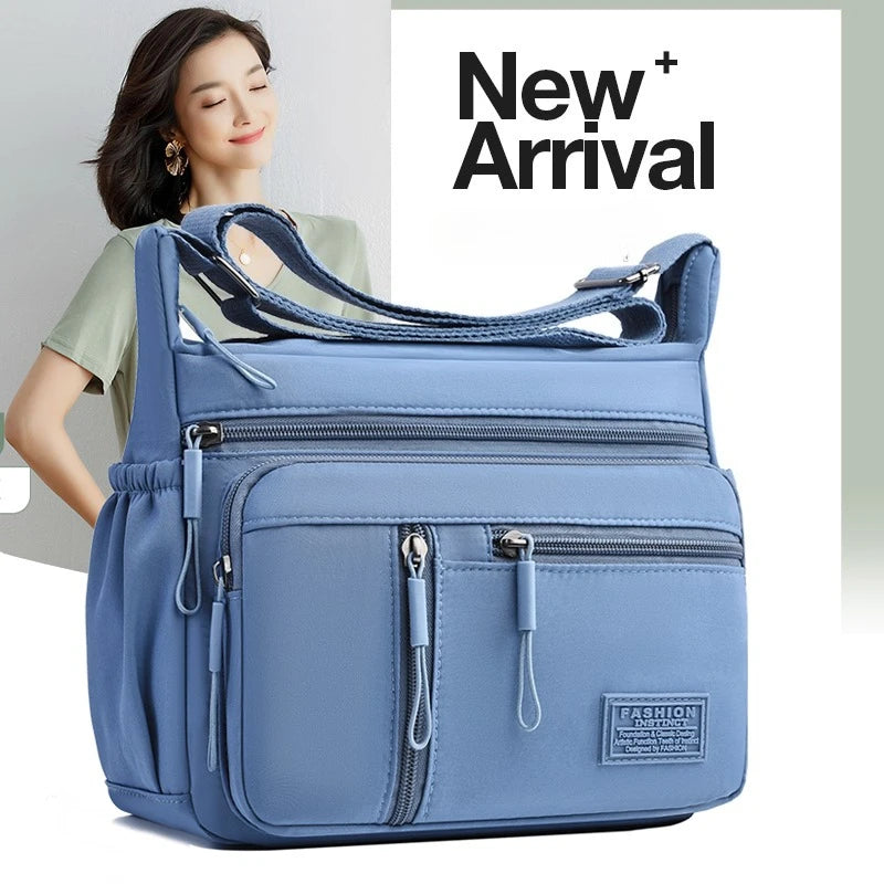 Fashion Women's Crossbody Bag Multi-Pockets High-Quality Waterproof Nylon Large Capacity Shoulder Messenger Handbag