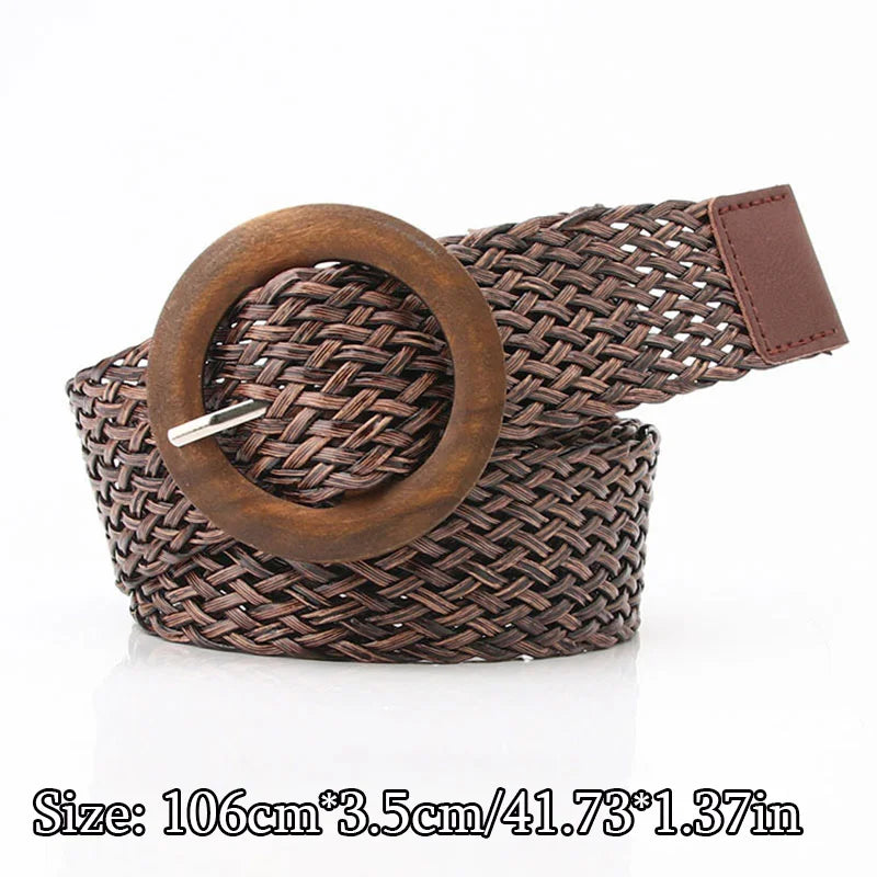Fashion Women PP Straw Belt Bohemian Wide Elastic Waist Belt Braided Waistbelt Summer Casual Dress Waistband Apparel Accessories