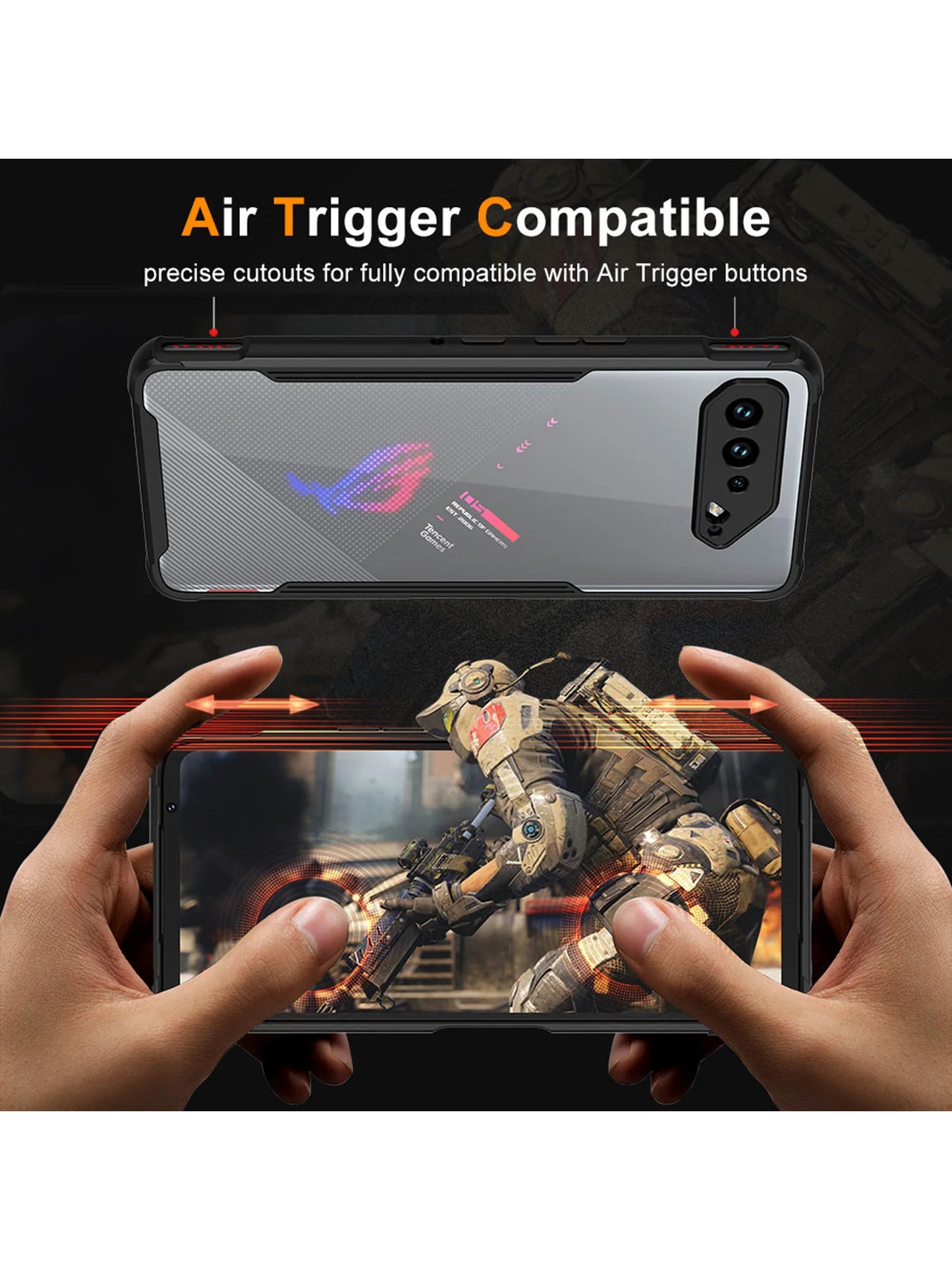 CaseFor ASUS ROG Phone 5 Case Gaming Protective Cover Air Trigger Compatible Shockproof Back Cover with Camera Screen Protection