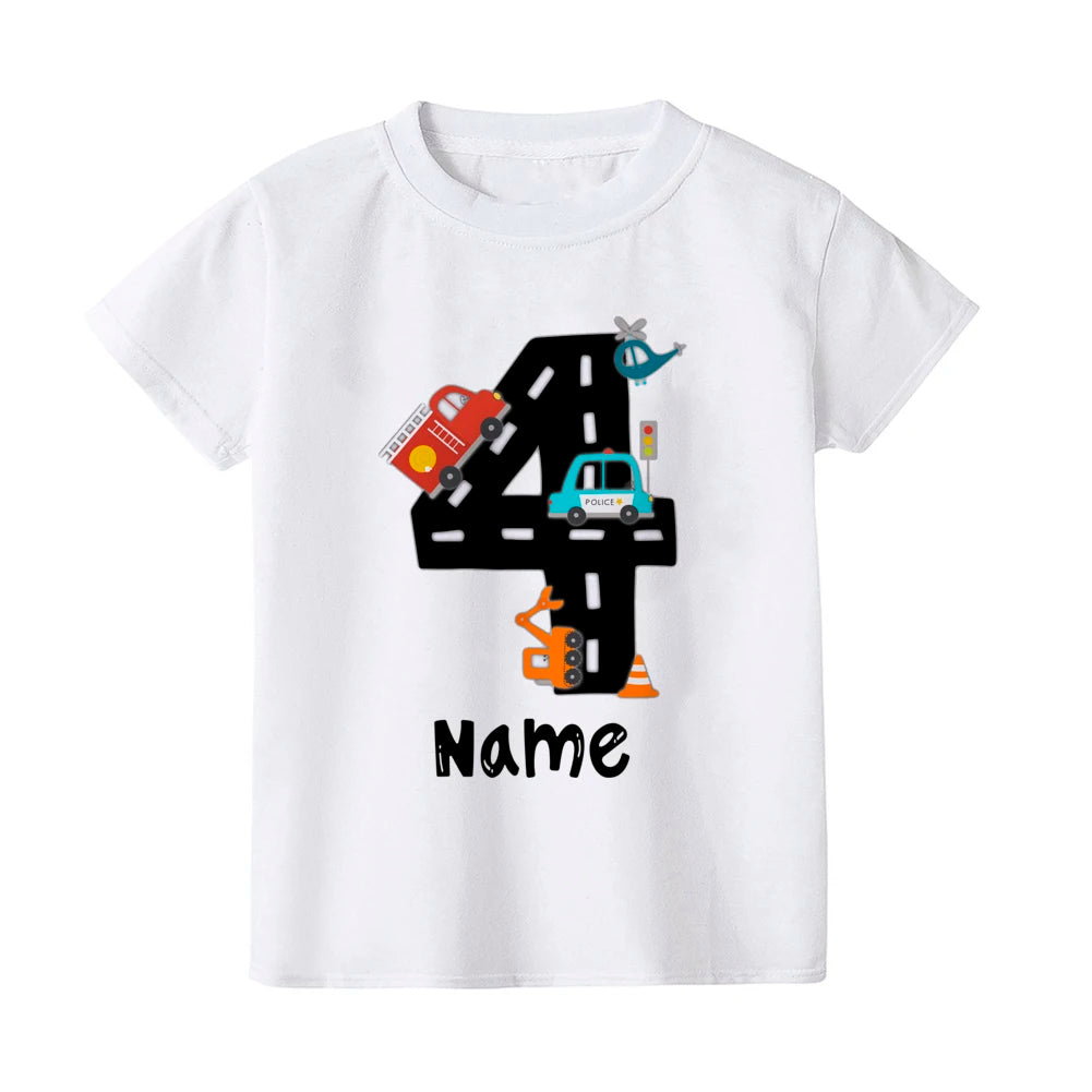 Personalized Construction Birthday Shirt Boy Clothes Custom Name Kid Vehicle Tshirt Kid Birthday Party Gift Children Shirts