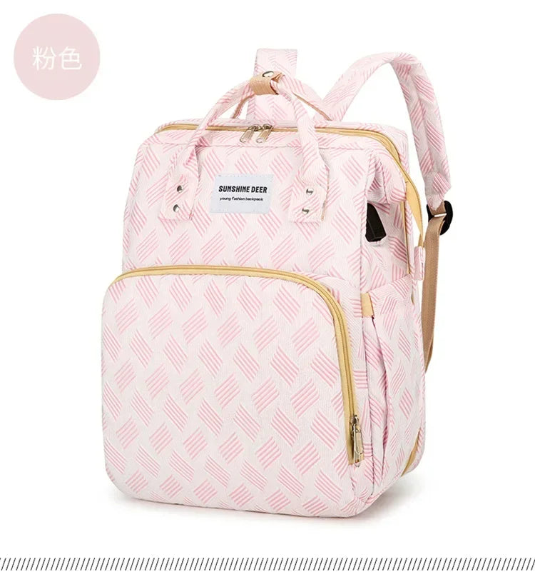 Baby Diaper Bag with Stroller Hooks Portable Baby Crib Diaper Changing Pad Baby Carrier Bag for Activity Mom Backpack 30*20*40cm
