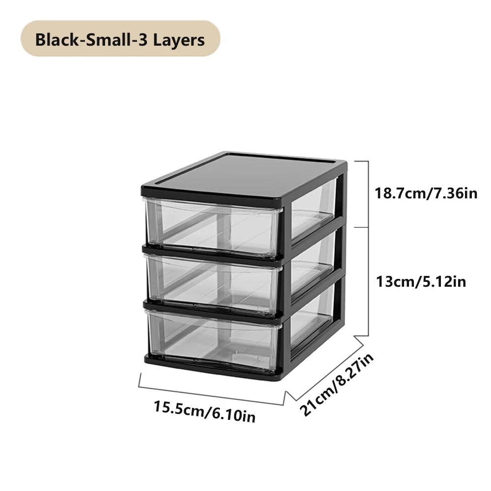 Desktop Storage Box with Drawers 2-6 Layers - Heightened Table Organizer for Office Home
