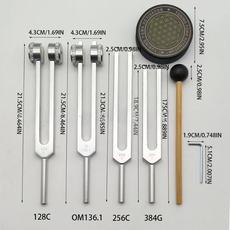 Diapason Tuning Fork Full Set Healing Chakras Tuning Forks Meditation Aluminum Alloy Forks Sound Therapy Percussion Instruments