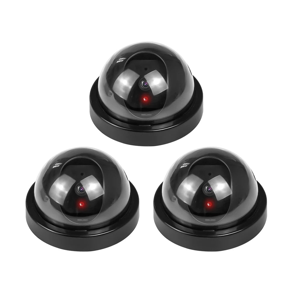 1PC Dummy Fake Camera with LED Red Light, Battery Operated, No Wiring Required, Indoor Outdoor Fake Dome Security Camera