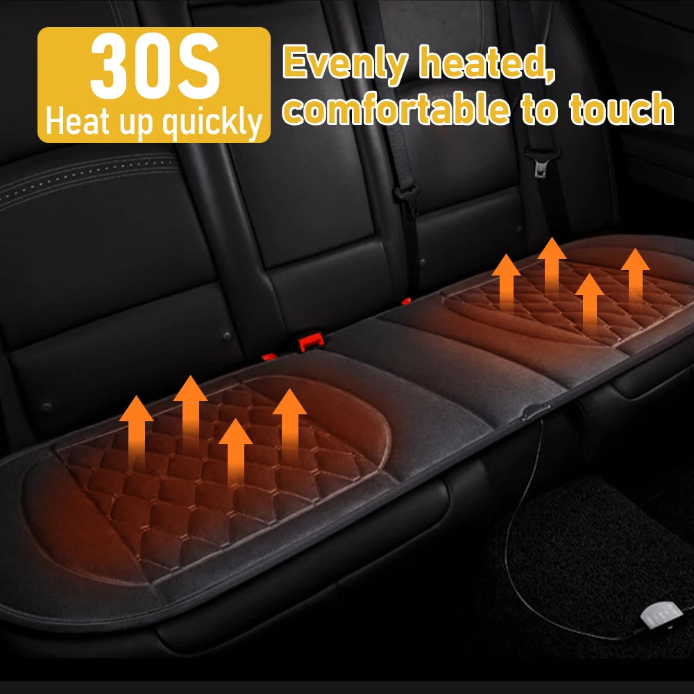 Car Seat Cover Rear Heater Seat Cushion 12V Rear Long Cushion Warm Winter Fast Heating Seat Protection Pad Mat Universal