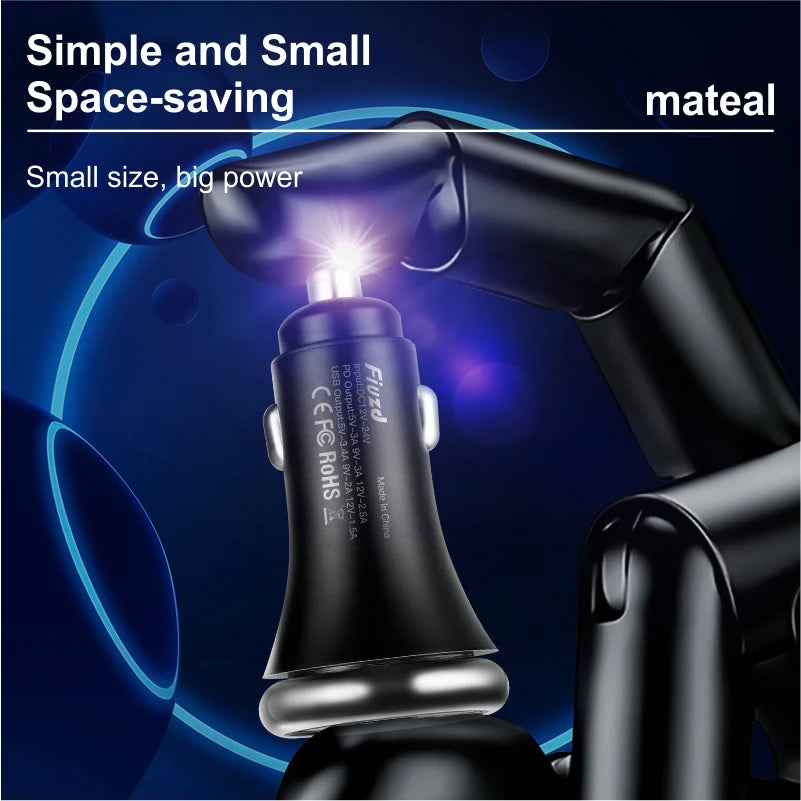 Car Charger Super Fast Charge Adapter Type C USB 36W Portable For IPhone 14 Pro Max 13 12 11 IPad Airpods OnePlus