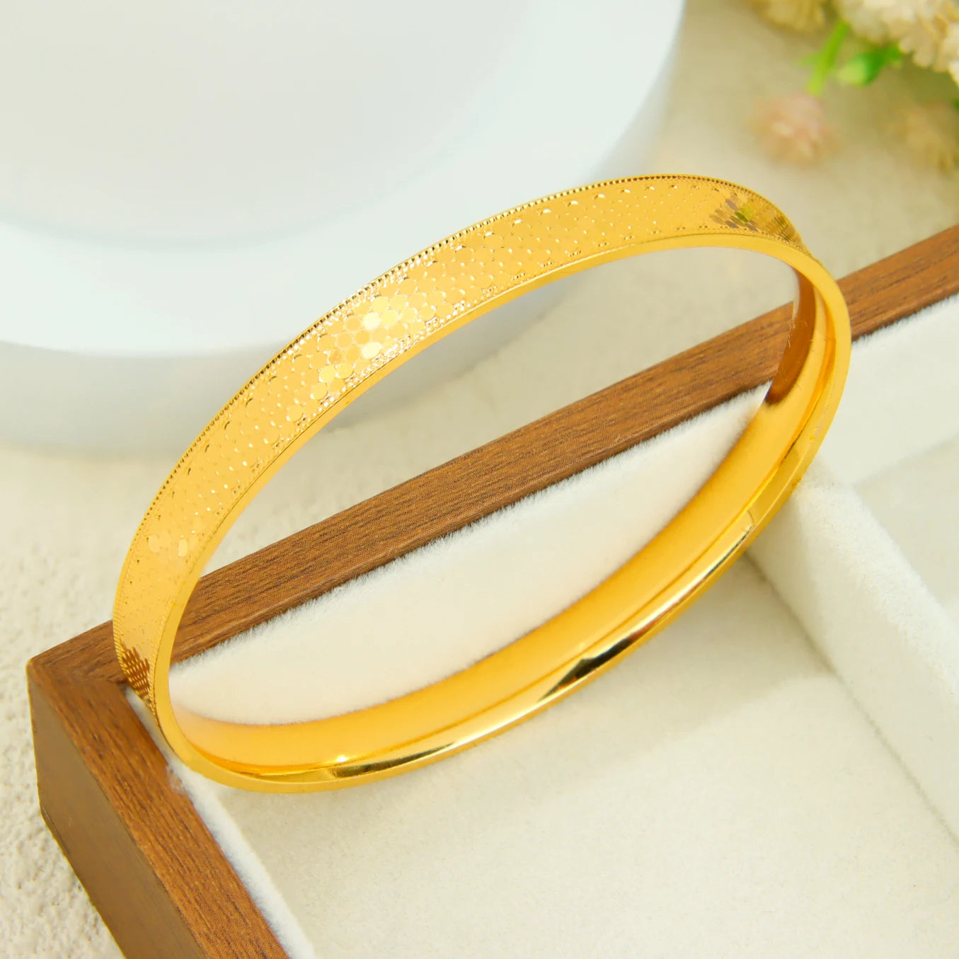 Arabic Bridal Wedding Cuff Bracelet 24k Gold Plated Dubai Simple Fashion Wrap Bangles Oman Women Event Party Daily Jewelry
