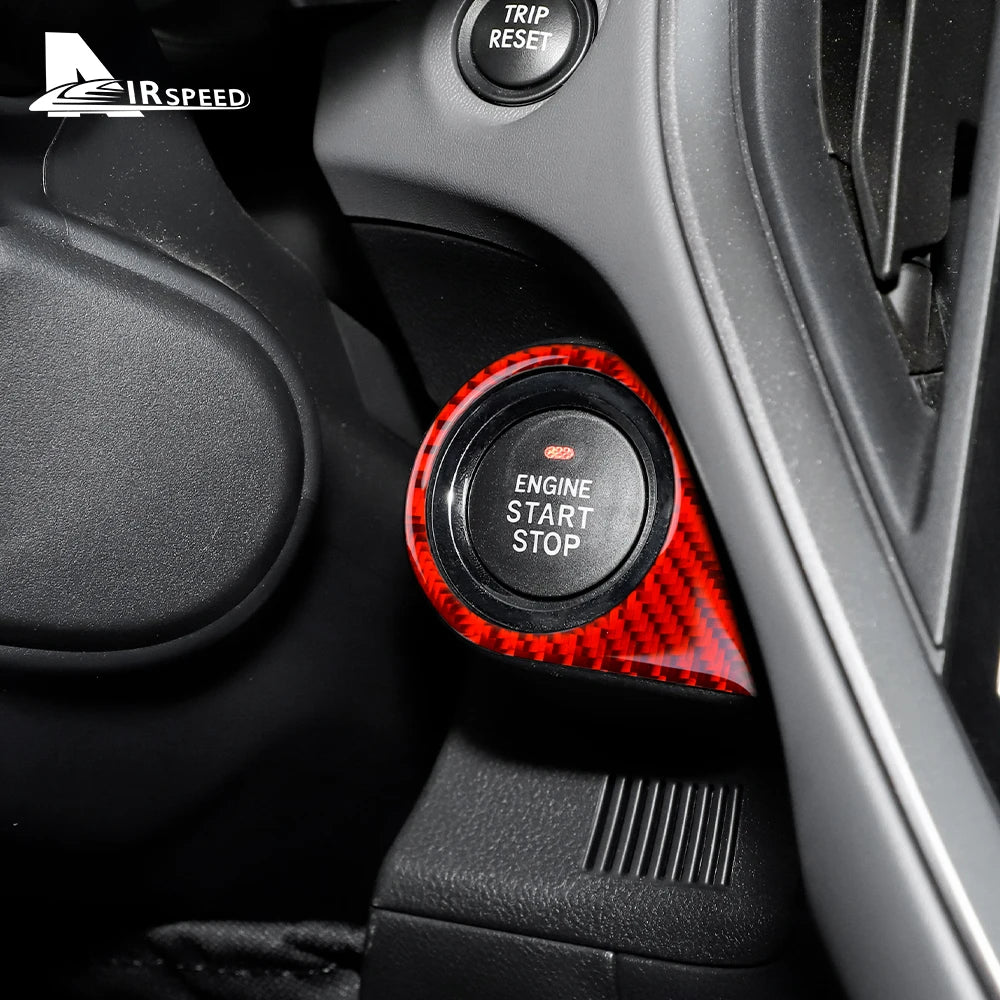 Real Soft Carbon Fiber Sticker For Subaru Crosstrek Impreza 2024 Car Engine Start Stop Button Frame LHD Interior Accessories