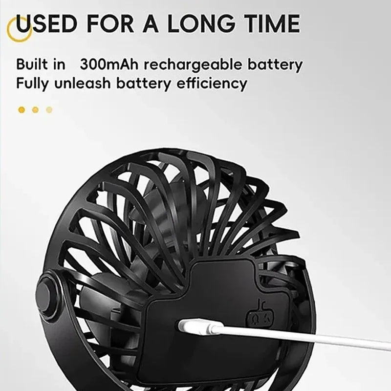 Portable Rechargeable Electric Fan 720° Rotating Hanging Clip Fan with NightLight Office Bedroom Dormitory Outdoor Small Fan