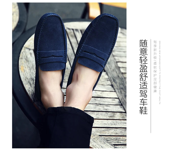 Men's Casual Fashion Genuine Leather Loafers Moccasins Slip-On Driving Shoes 38-50 Size Range Male Flats Comfort Footwear
