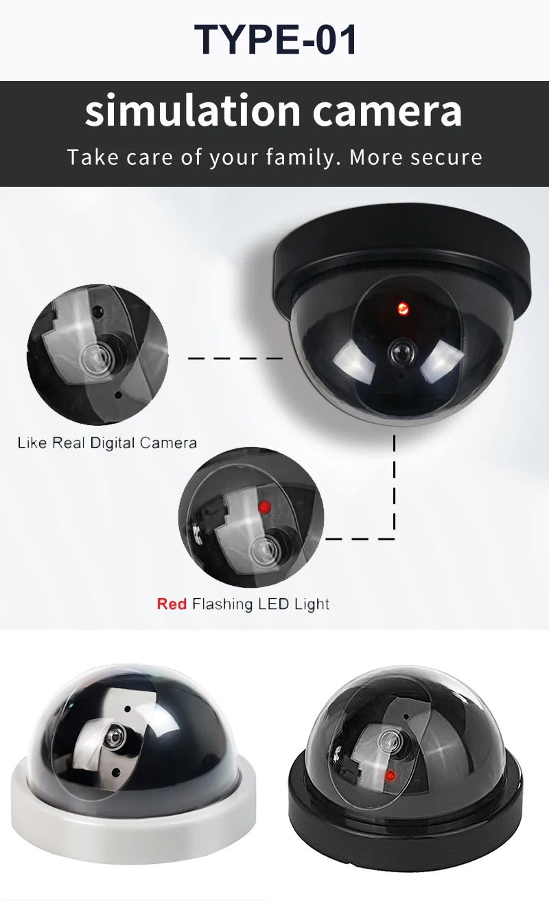 1PC Dummy Fake Camera with LED Red Light, Battery Operated, No Wiring Required, Indoor Outdoor Fake Dome Security Camera
