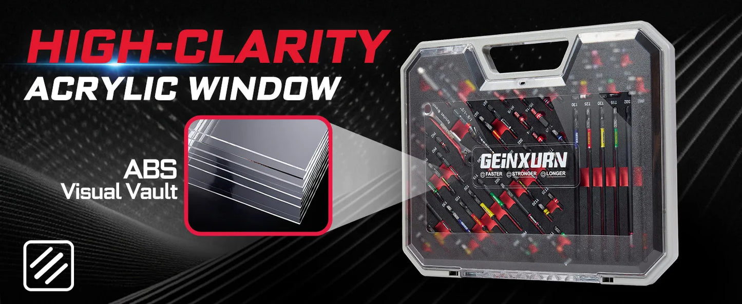 Geinxurn 58Pcs Tools Set Packaged with Impact Screwdriver Bits,Mini Wrech,Step Drill,Socket Adapter and Bit Holder for DIY