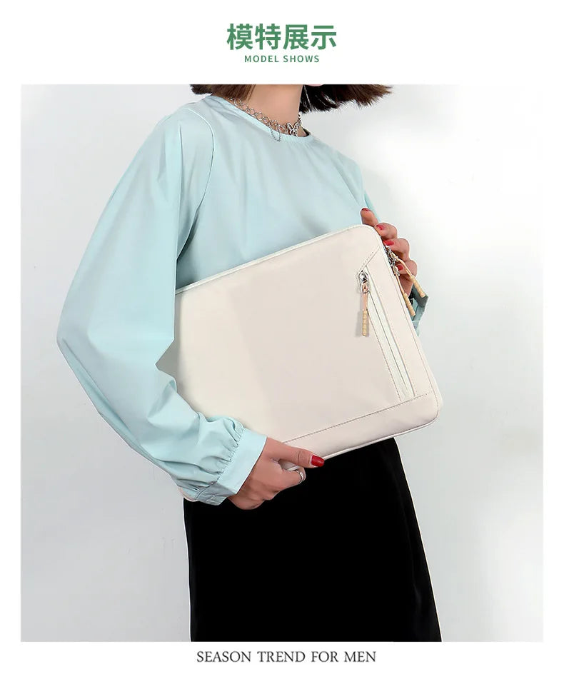 Solid Color Retro Style Business Laptop Bag for MacBook Air Pro 13 15 13.3 14 15.6 Inch Notebook Simple Fashion Computer Case