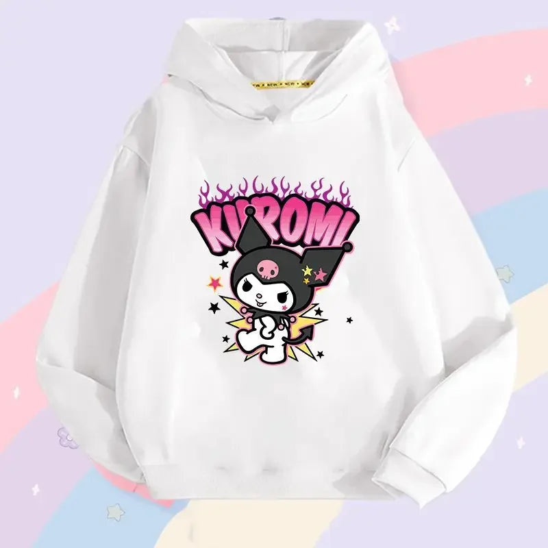 Sanrio Children's Hoodie, Children's Hoodie, Girls' Kuromi Cute Autumn and Winter Warm Children's Hoodie