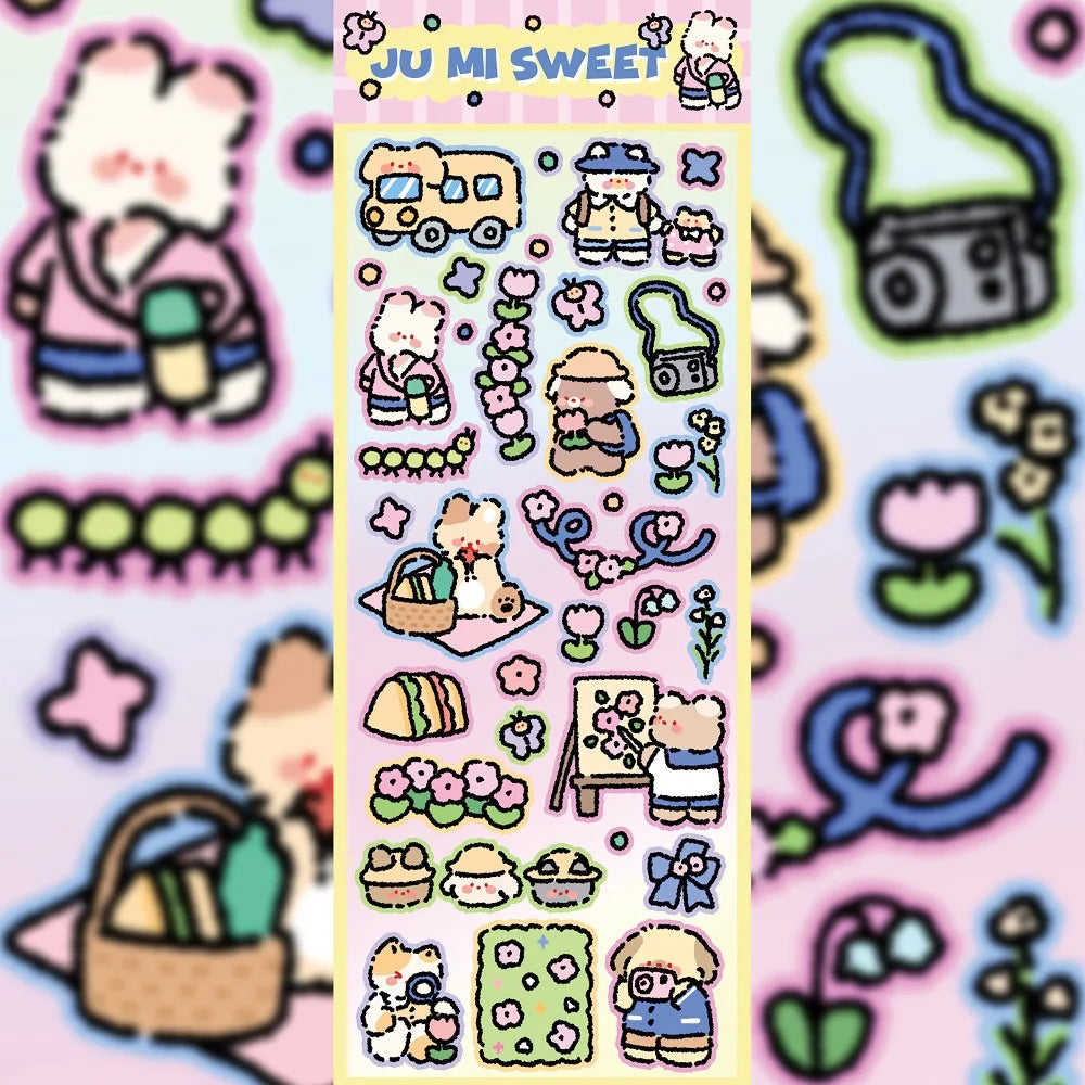 Kawaii Cute Laser Cartoon Animal Party Stickers For Girl Stationery Handbook Diary Planner Scrapbook DIY Decorative Stickers