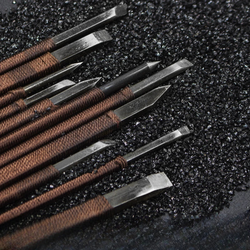 Stone Carving Hand Tools Set Professional Stone Carving Chisel Set 11/7/5/3pc Manganese Steel Woodworking Fine Sculpture Tool