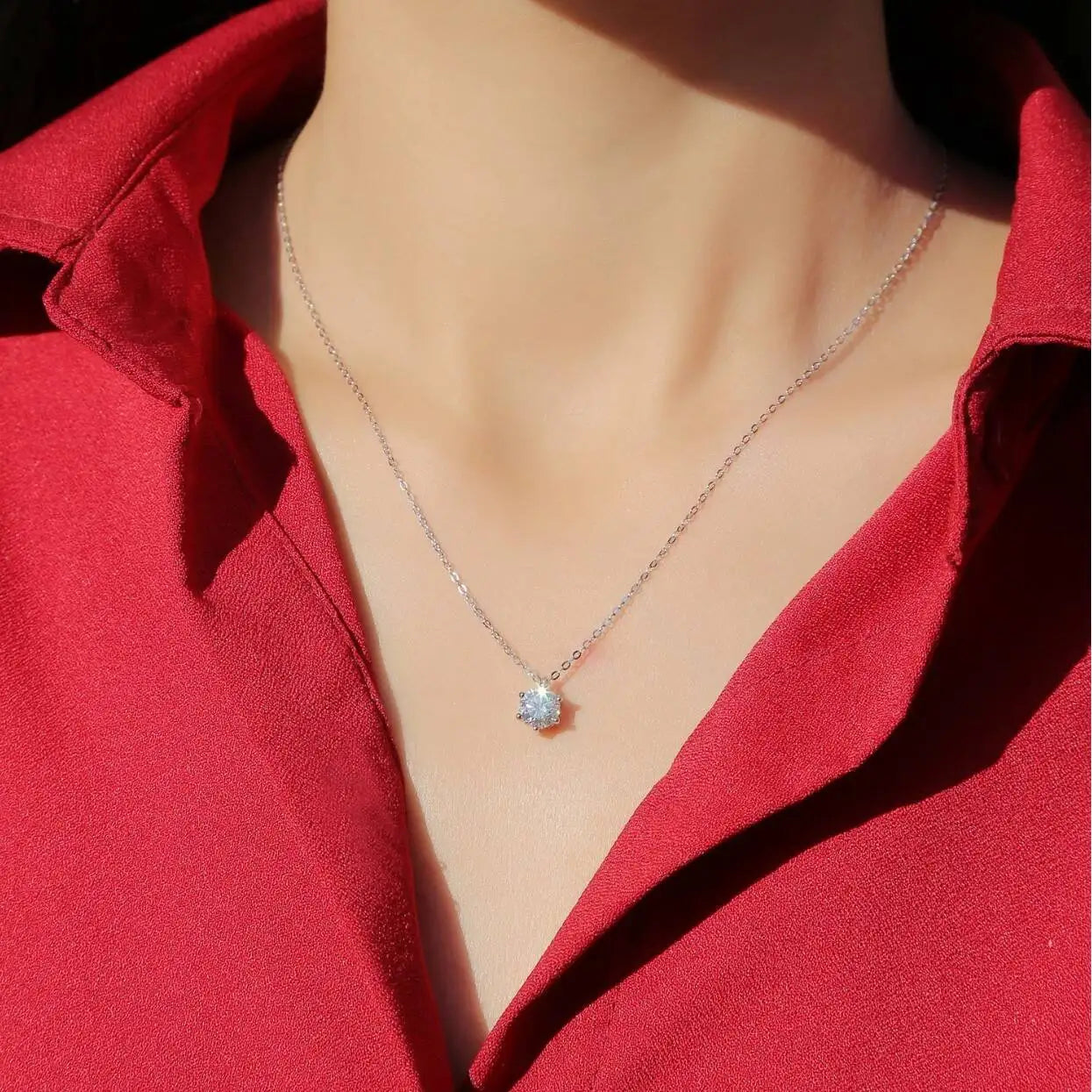 TY 0.5-2ct Moissanite Necklaces S925 Silver Engagement Moissanite Necklace Pendant Man And Woman For Wedding Anniversary Gift