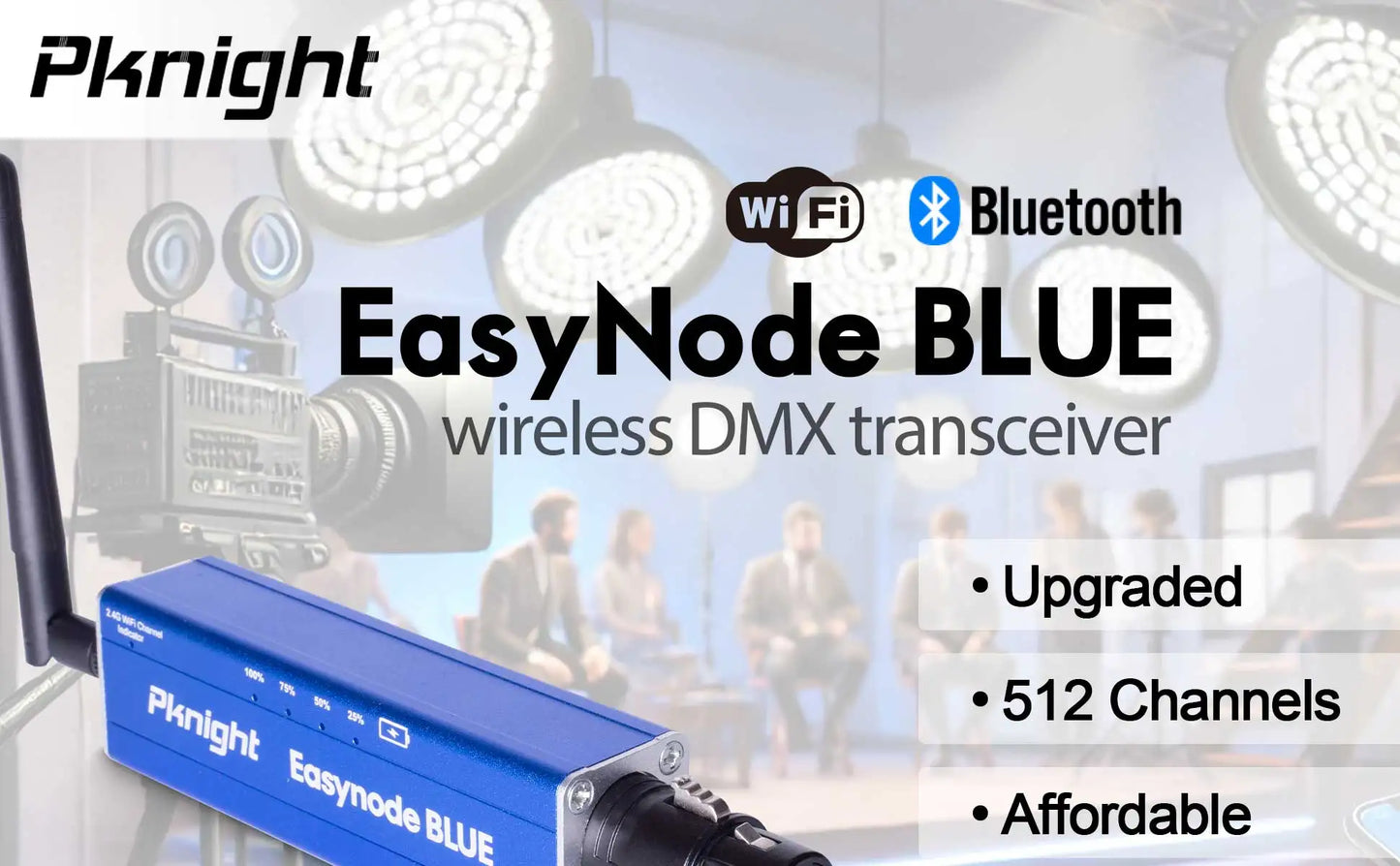 Pknight Upgraded 2.4G Wireless DMX Controller Easynode BLUE with Dual WiFi & Bluetooth Artnet & sACN Transceiver Interface