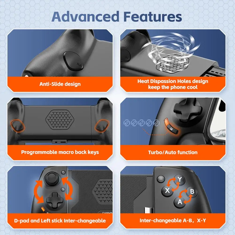 Stretchable Mobile Game Controller For IPhone Android PC Wireless Phone Controller USB-C Plug And Play Gaming Control