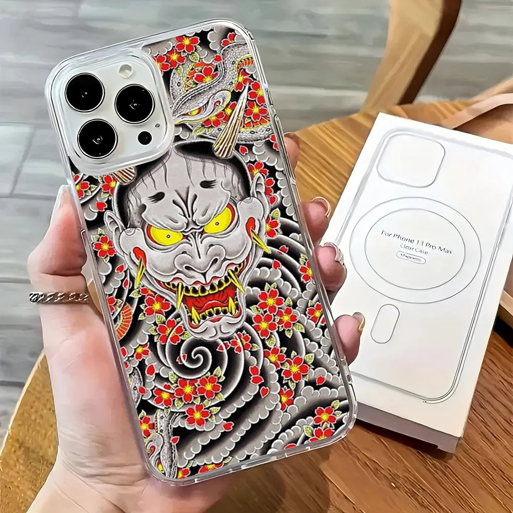 1pc Goro Majimas Hannya Yakuza Phone Case IMD Color Silver Shell For IPhone 16 15 14 13 12 11 Pro Max Plus