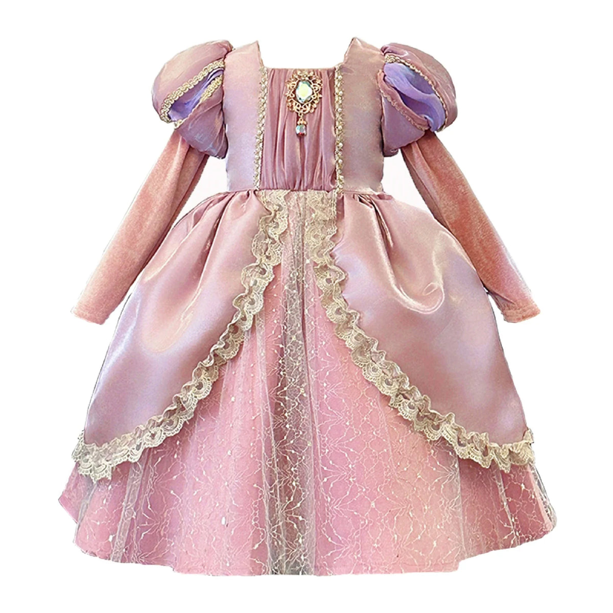 Kids Pink Aurora Princess Lolita Dress Halloween Costume Girl Sleeping Beauty Princess Cosplay Birthday Party Dresses for 2-12Y