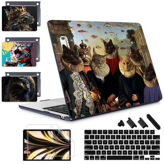 The Crown Cat Hard print case for MacBook 2025 M4 Air Pro 13 14 16 M2 2022 2023 A2681 A2779 A2780 Retina A1502 A2337 M1 A2289