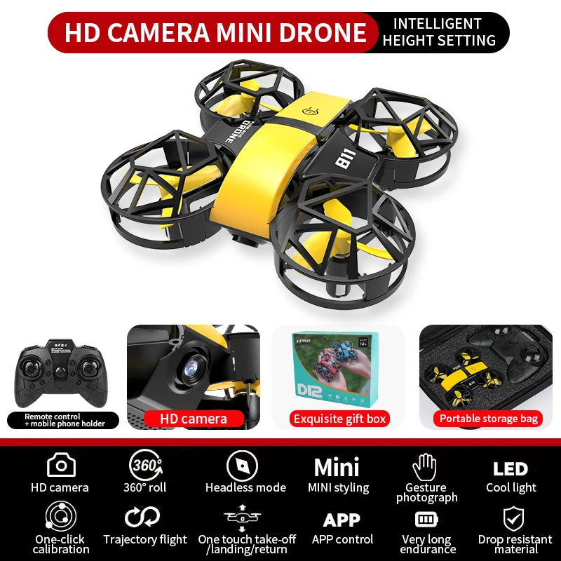 DWI Mini Drone 4k Profession HD Wide Angle Camera 1080P WiFi FPV Drone Camera Height Keep Drones Camera Helicopter Toys Gifts