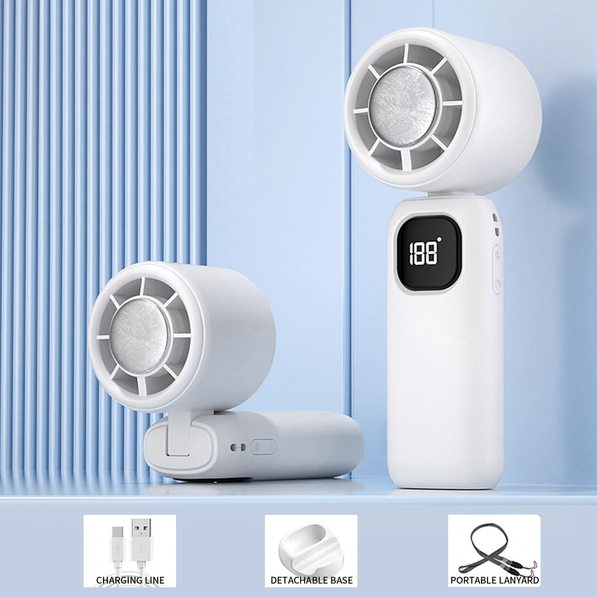 Cooling Handheld Mini Fan Digital Fan Usb Rechargeable Display Turbo Fan 100 Speed Adjustable Quiet Portable Personal Fan Indoor