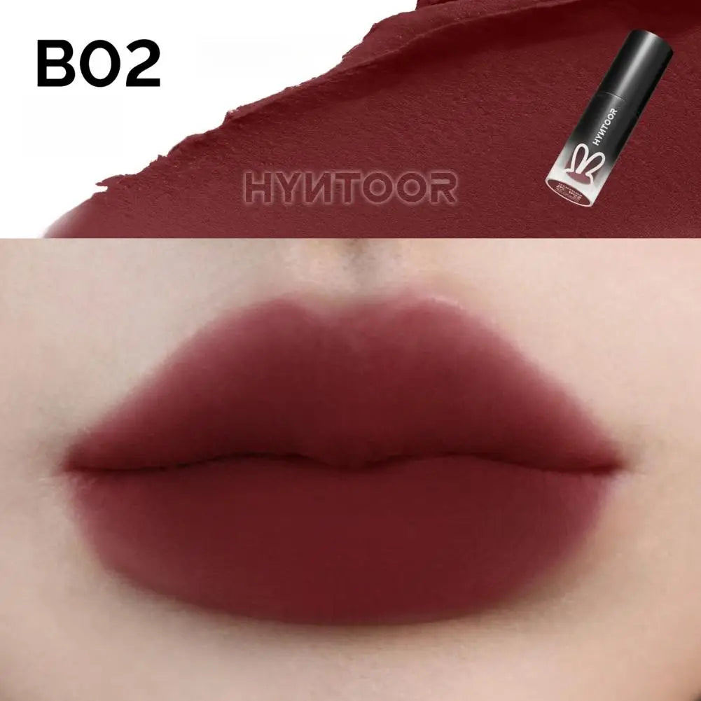 Hyntoor Lipstick Matte Soft Mist Velvet Nude Black Gothic High Colors Lip Mud Non-stick Cup Lasting Korean Lipstick