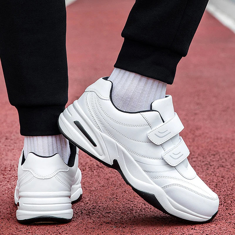 Large Size 48 White Casual Sneakers Men Comfy Leather Lightweight Men's Sports Shoes Outdoor Non-slip Walking Shoes Man Trainers