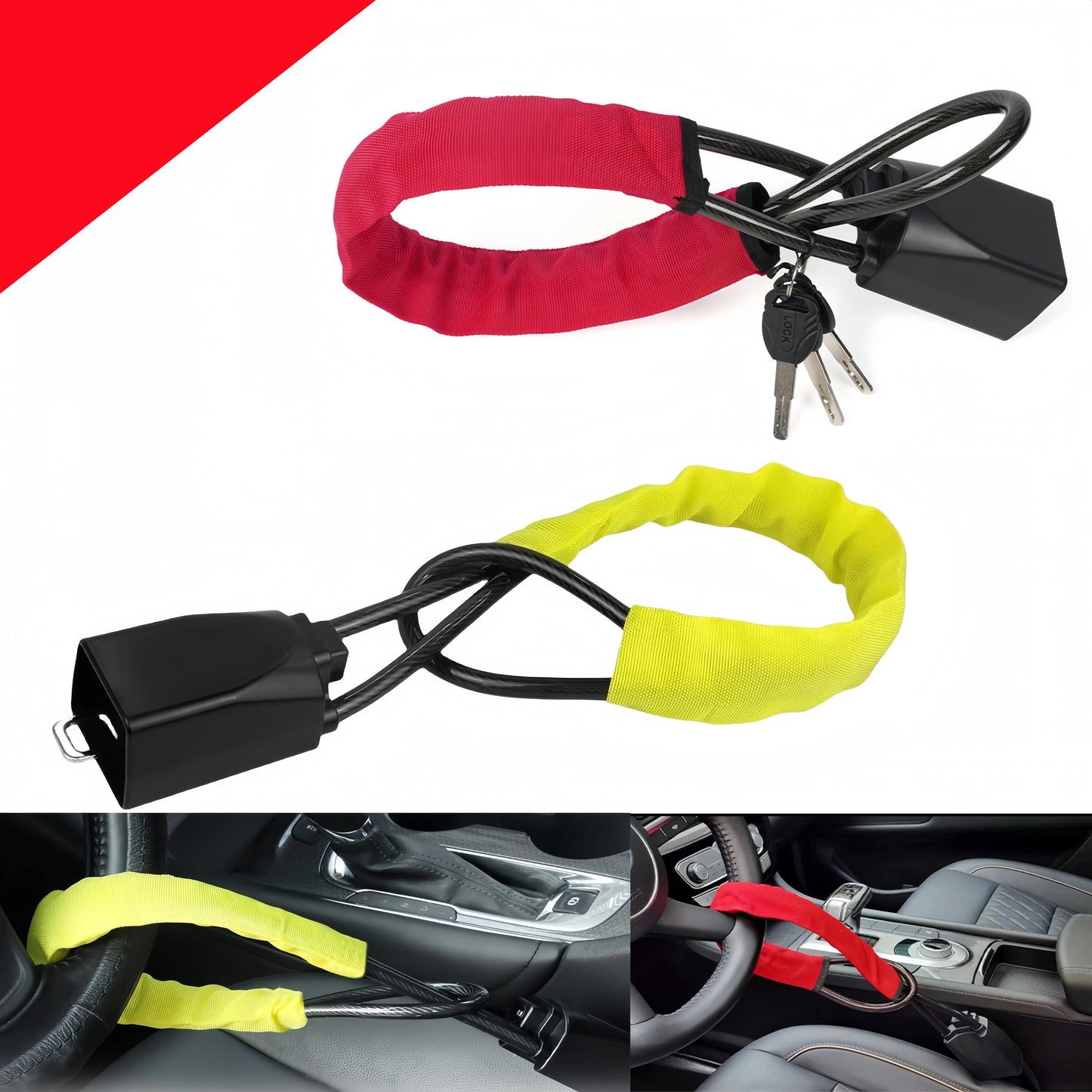 Universal Car Steering Wheel Lock Anti Theft Device Universal Fit Heavy Duty Security Protection Truck SUV Van Safe Reliable