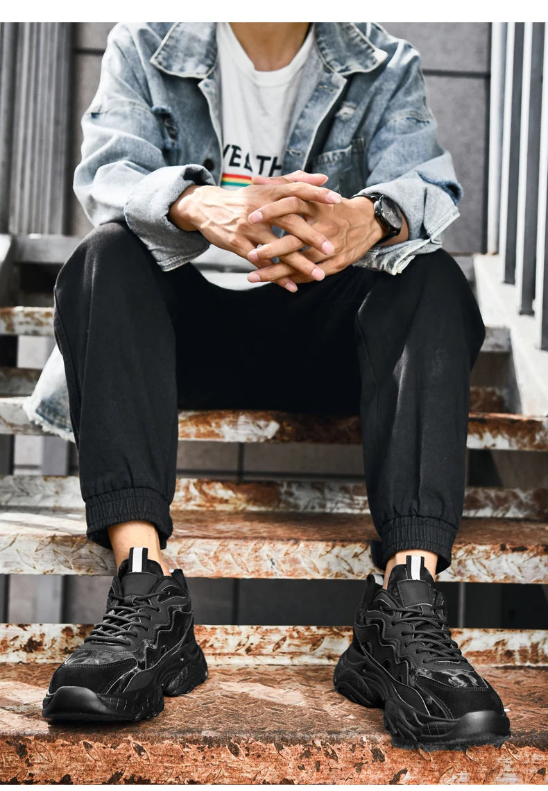 Sports shoes men's four season casual fashion outdoor thick sole breathable comfortable anti slip wear-resistant casual sneakers