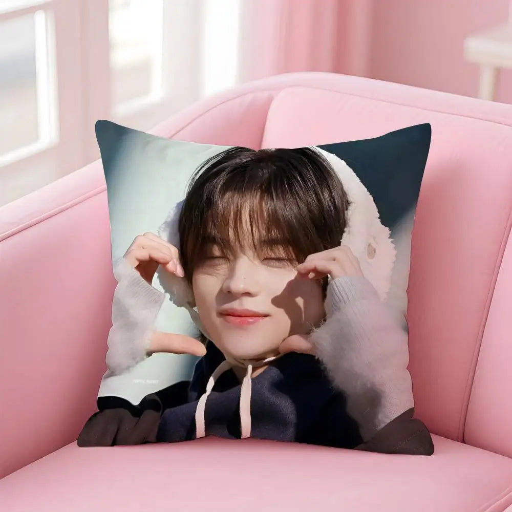 Kpop Handsome Singer K-Kim Do-hoon Cushion Cover Pillowcase Short Plush Invisible zipper Room Sofa Cushion Cover