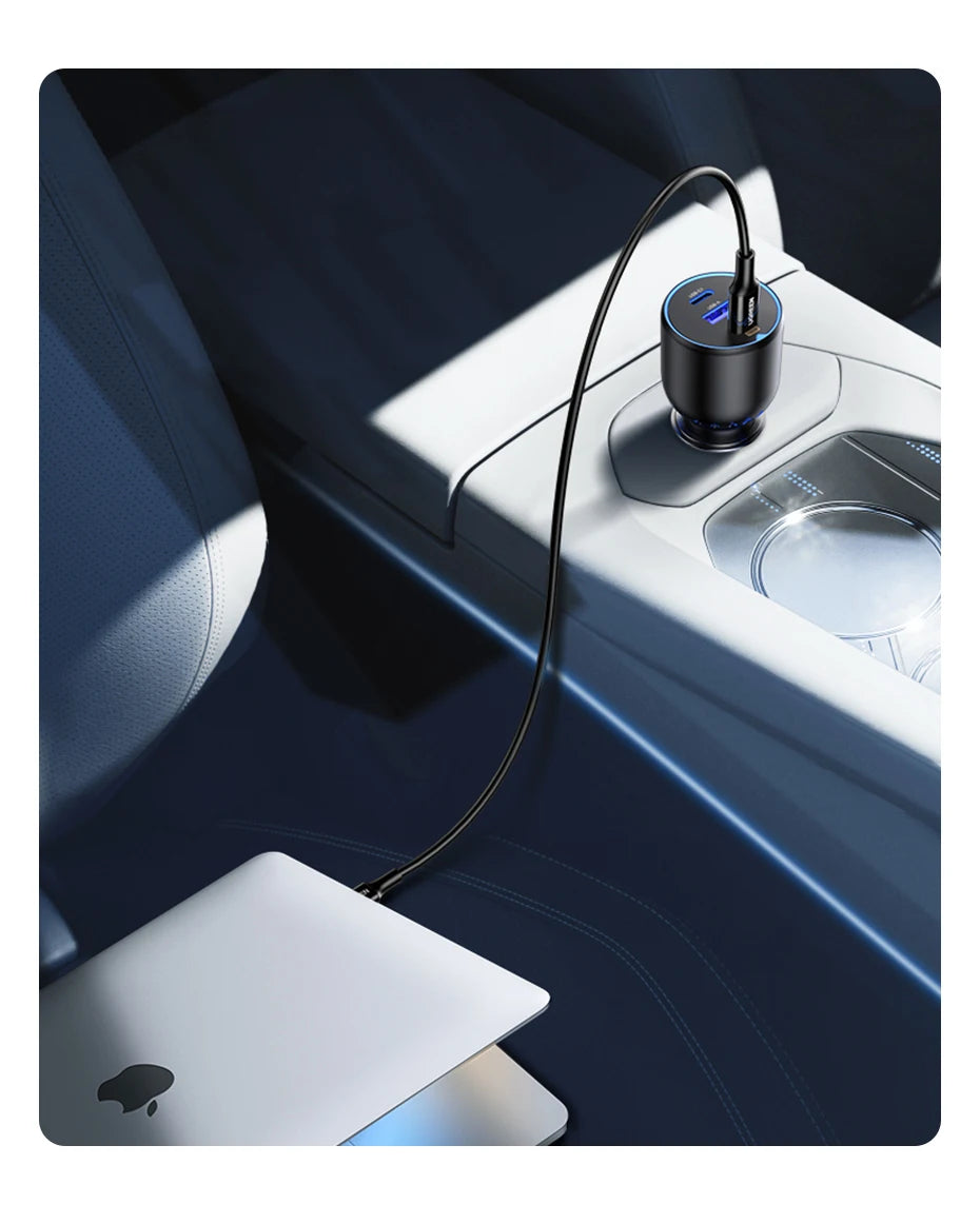 UGREEN 130W Car Charger Quick Charging PD3.0 Fast USB Type C Car Phone Charge For iPhone 14 13 Pro Max Laptops Tabet