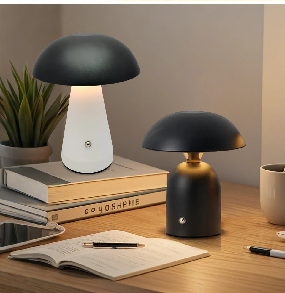 Minimalist Nordic Mushroom LED Desk Lamp Touch Dimming Bedhead Night Light Reading Light Restaurant Bedroom Decorative Lighting